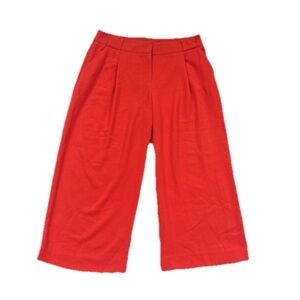 NWT Vince Camuto Retro Riviera Pleated High Rise Wide Leg Crop Pants Orange 6